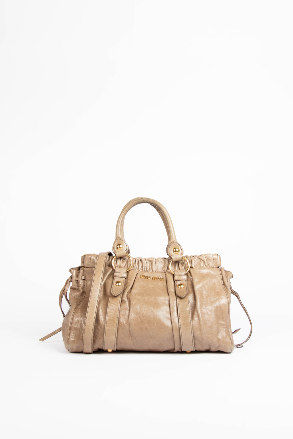 2000s Miu Miu Stone Leather Vitello Shoulder Bag