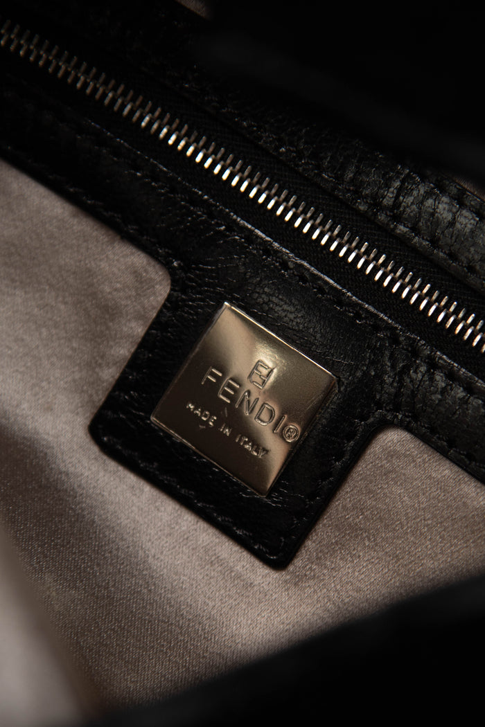 RARE Fendi Black Velvet Embellished Baguette Shoulder Bag