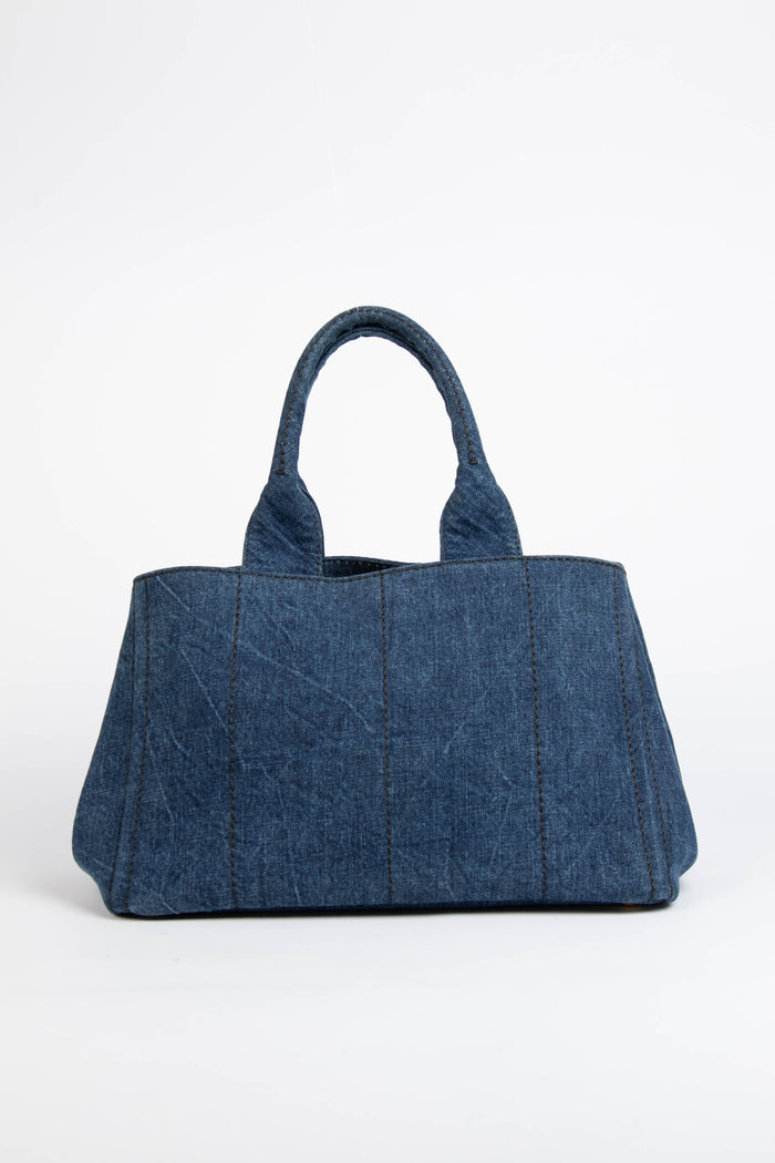2010s Prada Denim Canapa Tote Bag