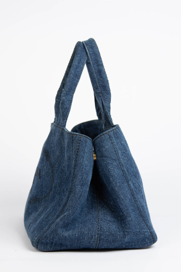 2010s Prada Denim Canapa Tote Bag