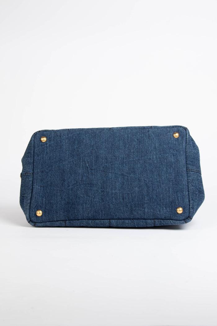 2010s Prada Denim Canapa Tote Bag