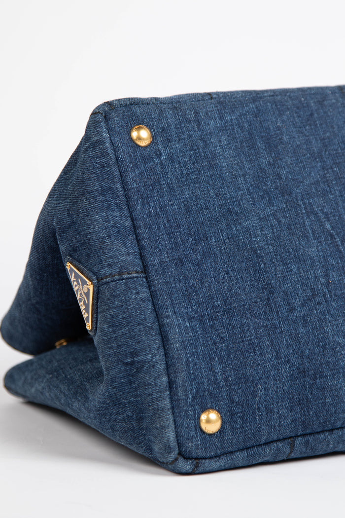 2010s Prada Denim Canapa Tote Bag