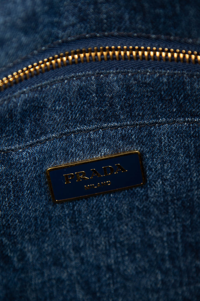 2010s Prada Denim Canapa Tote Bag