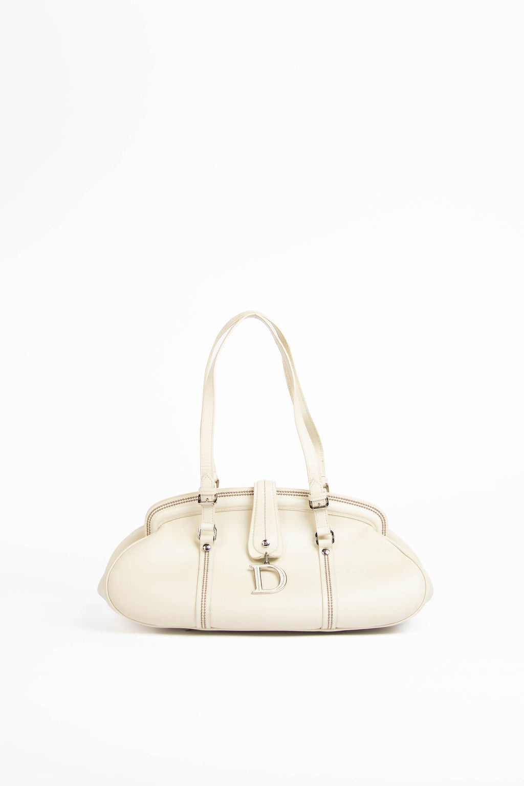 Vintage Christian Dior White Leather Detective Handbag