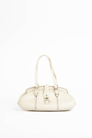 Vintage Christian Dior White Leather Detective Handbag