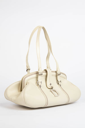 Vintage Christian Dior White Leather Detective Handbag