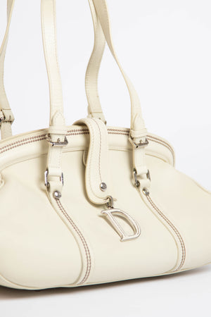 Vintage Christian Dior White Leather Detective Handbag