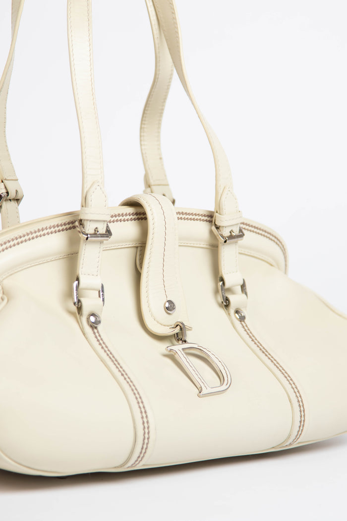 Vintage Christian Dior White Leather Detective Handbag