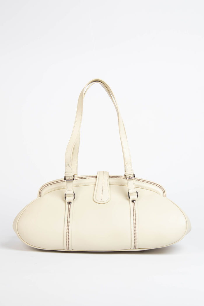 Vintage Christian Dior White Leather Detective Handbag