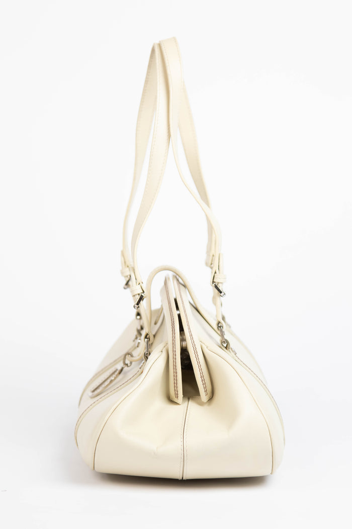 Vintage Christian Dior White Leather Detective Handbag