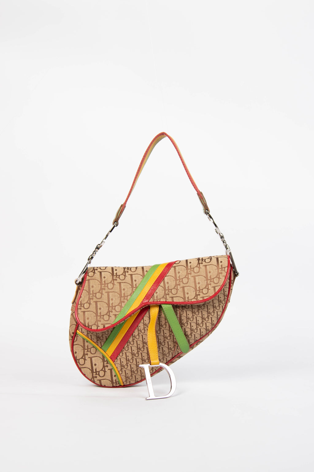 RARE 2004 Christian Dior Galliano Rasta Print Saddle Bag