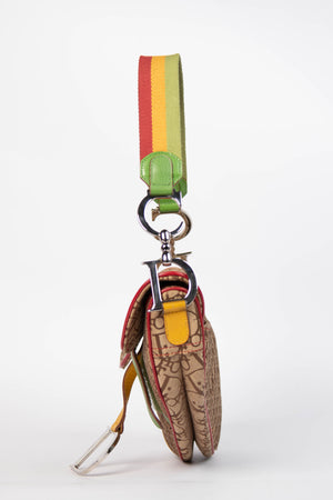 RARE 2004 Christian Dior Galliano Rasta Print Saddle Bag