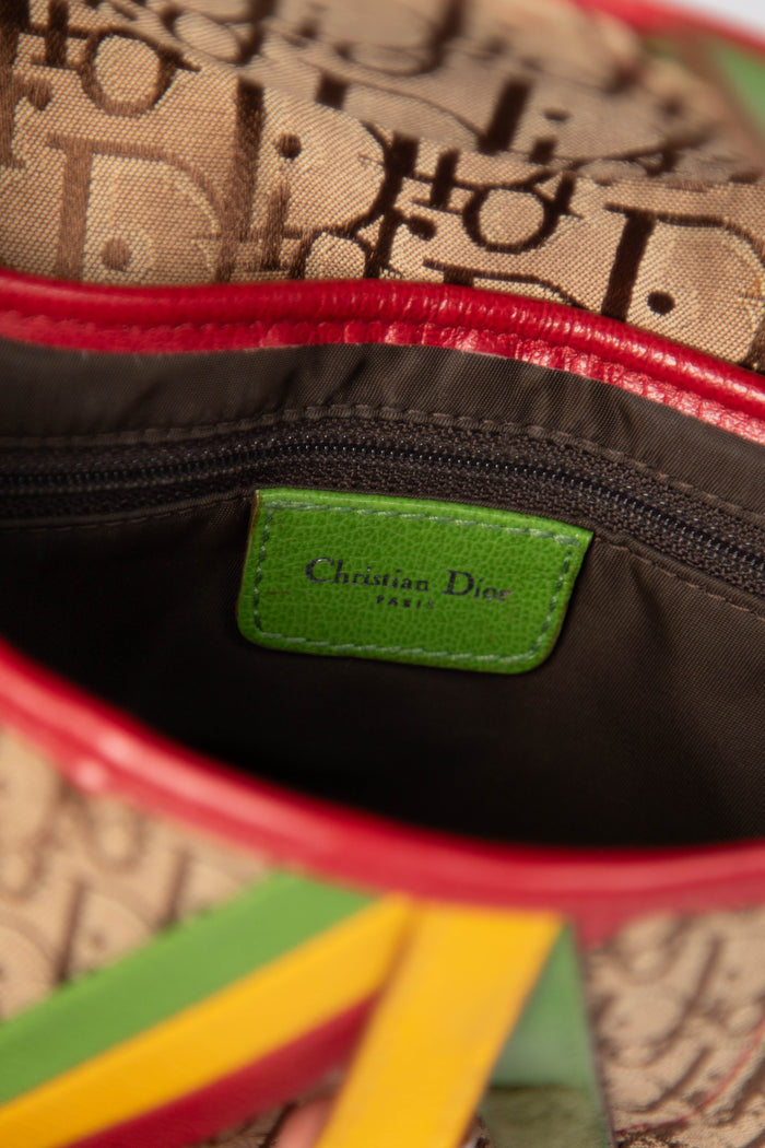 RARE 2004 Christian Dior Galliano Rasta Print Saddle Bag