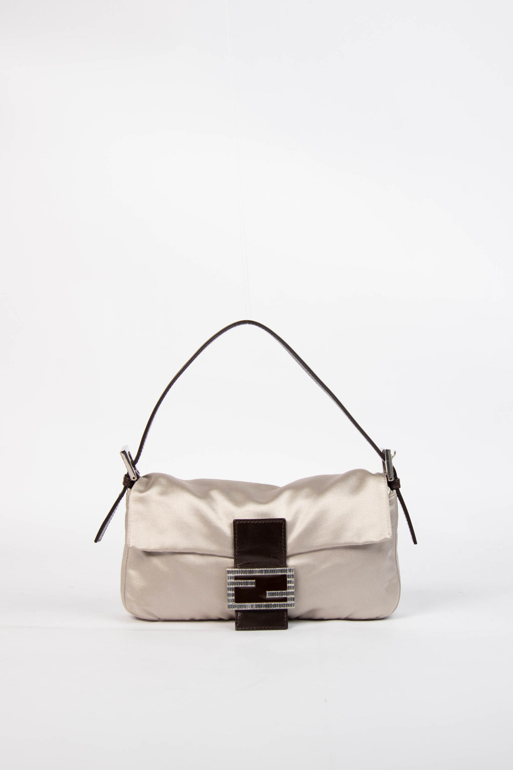 Vintage Fendi Satin Crystal Baguette Shoulder Bag