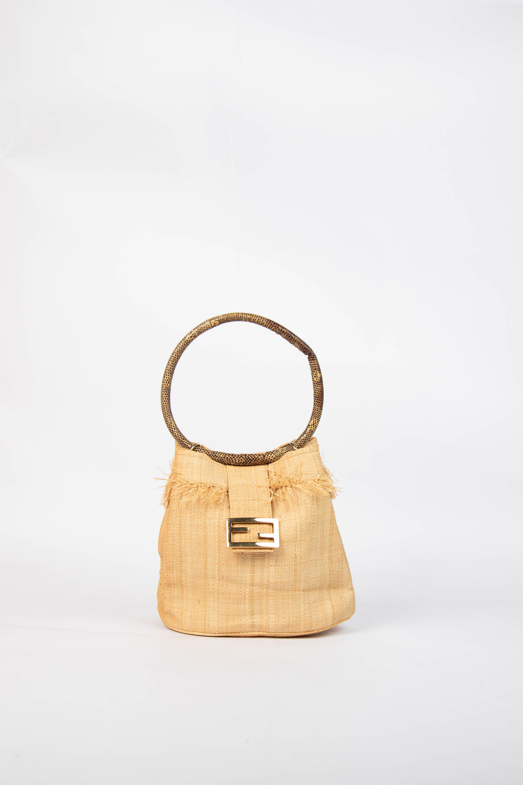 Vintage Fendi Wicker Small Bucket Bag