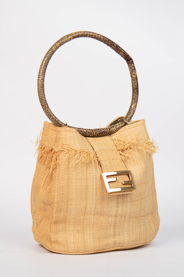 Vintage Fendi Wicker Small Bucket Bag