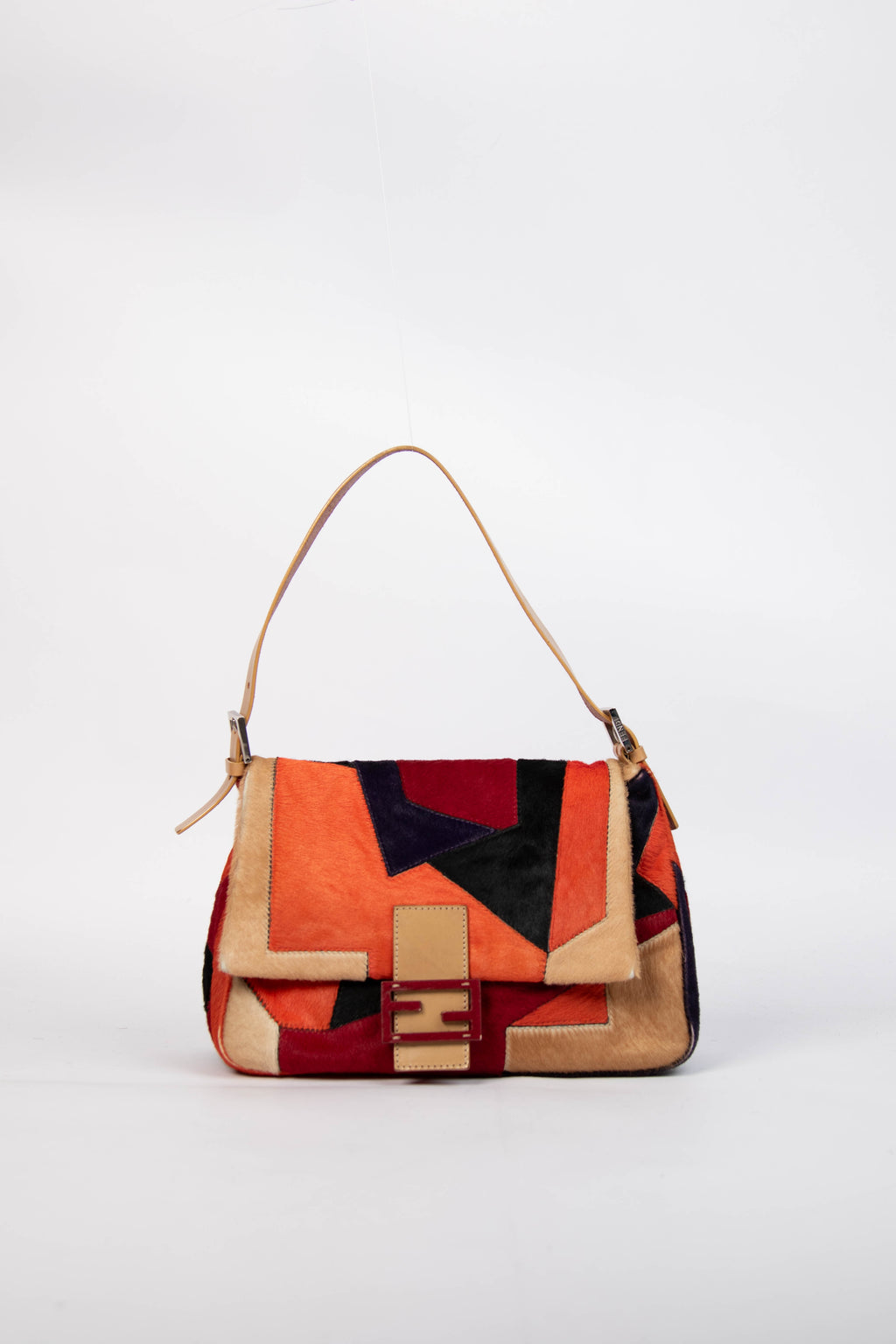 2000s Fendi Patchwork Pony Hair Mamma Baguette Bag