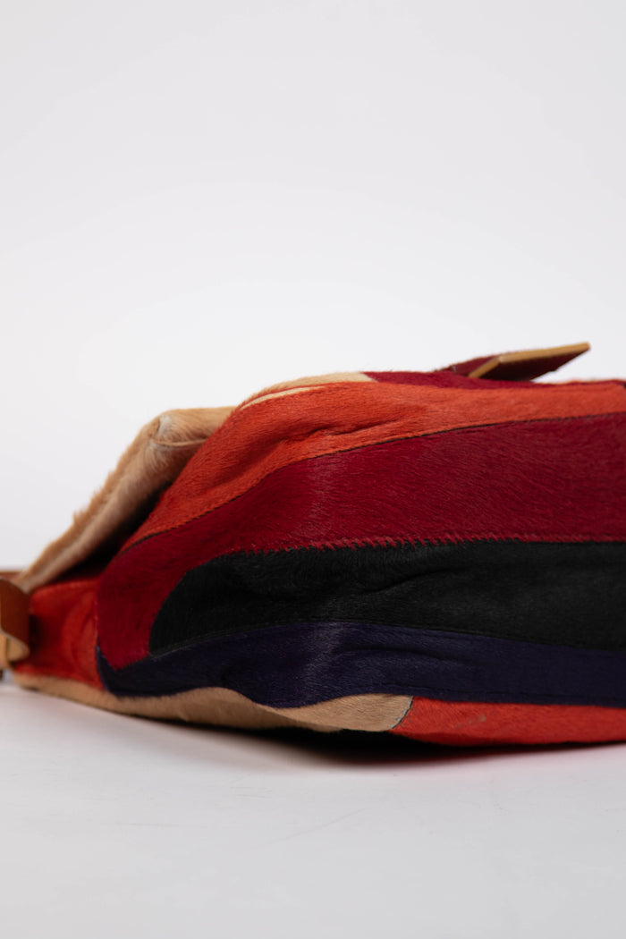 2000s Fendi Patchwork Pony Hair Mamma Baguette Bag