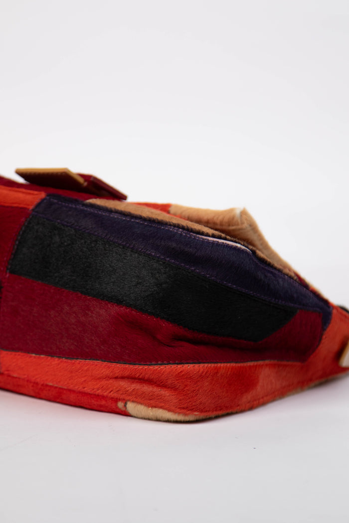 2000s Fendi Patchwork Pony Hair Mamma Baguette Bag