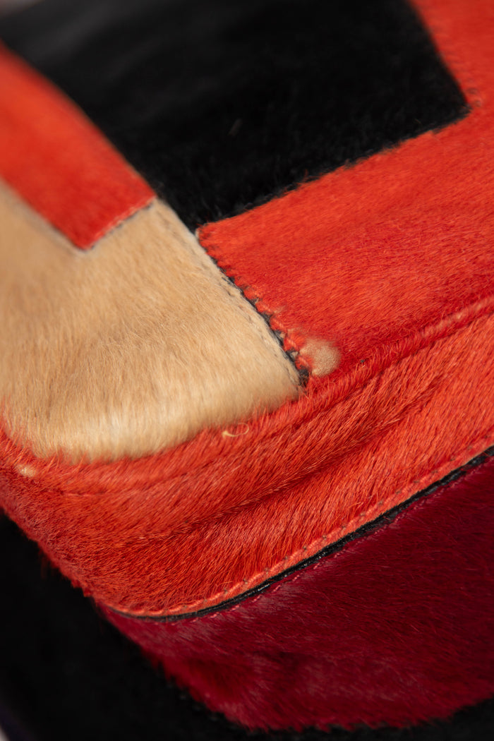 2000s Fendi Patchwork Pony Hair Mamma Baguette Bag