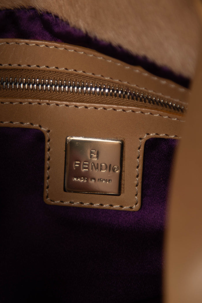 2000s Fendi Patchwork Pony Hair Mamma Baguette Bag