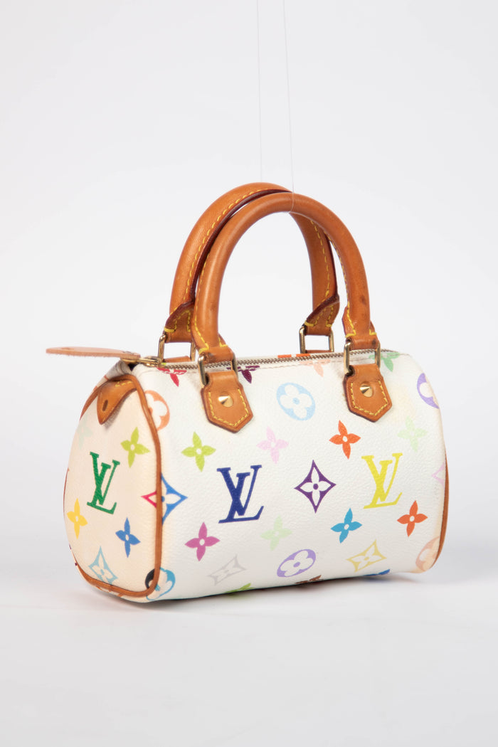 2000s Louis Vuitton x Takashi Murakami White Multicolour Nano Speedy