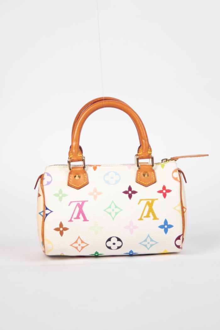 2000s Louis Vuitton x Takashi Murakami White Multicolour Nano Speedy