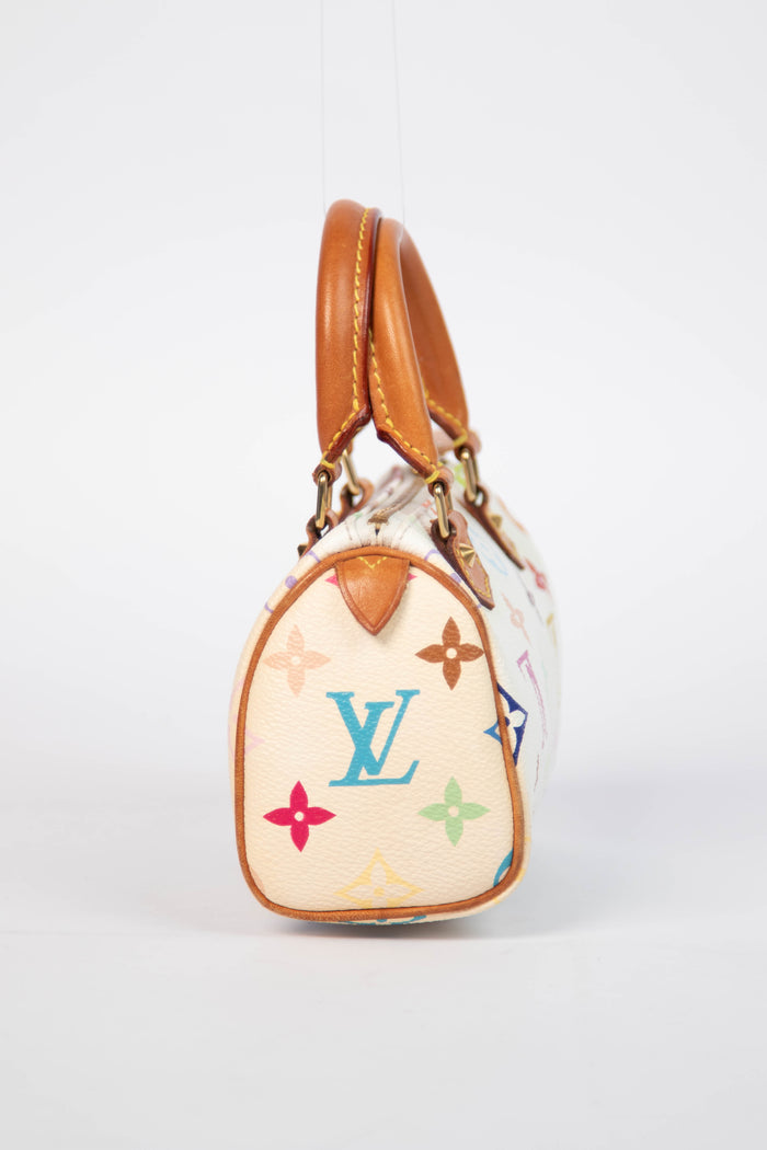 2000s Louis Vuitton x Takashi Murakami White Multicolour Nano Speedy
