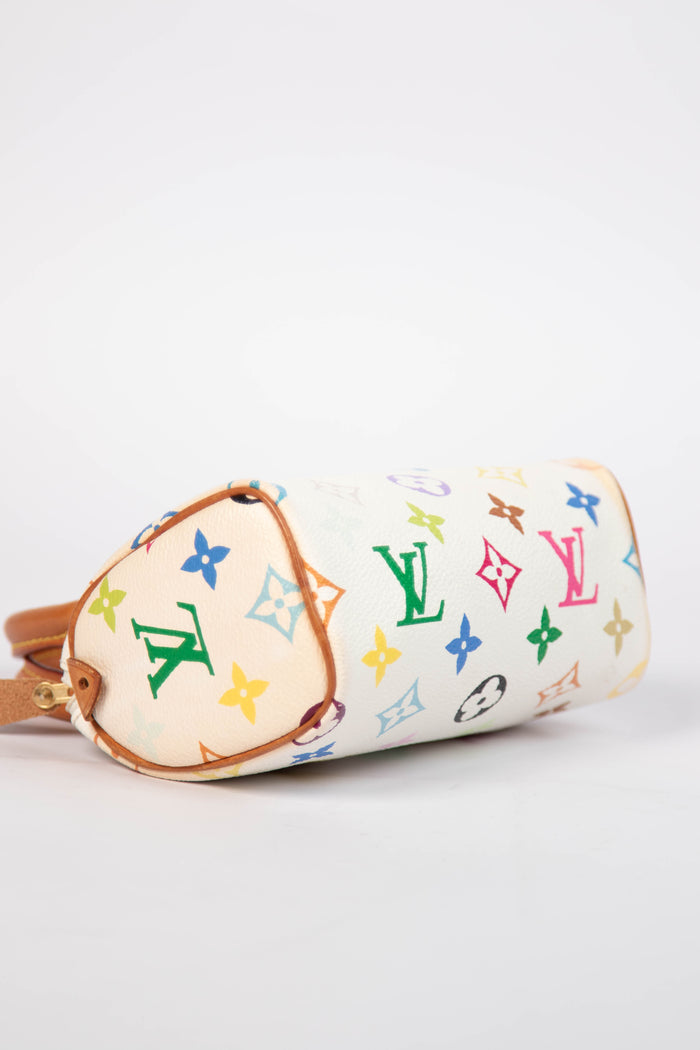 2000s Louis Vuitton x Takashi Murakami White Multicolour Nano Speedy