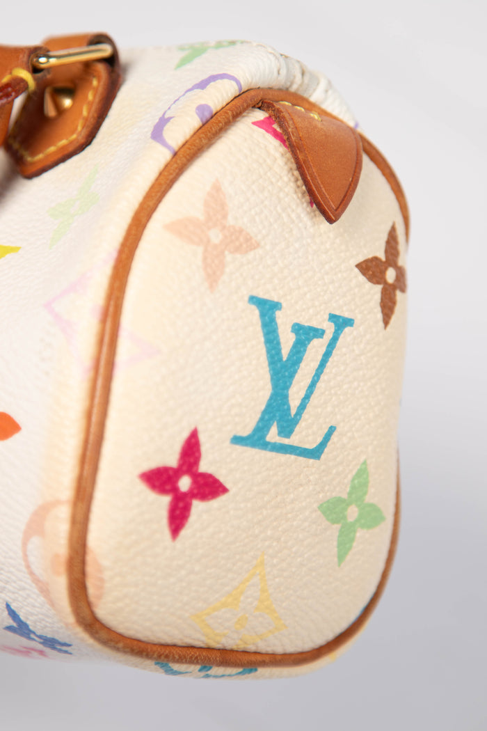 2000s Louis Vuitton x Takashi Murakami White Multicolour Nano Speedy