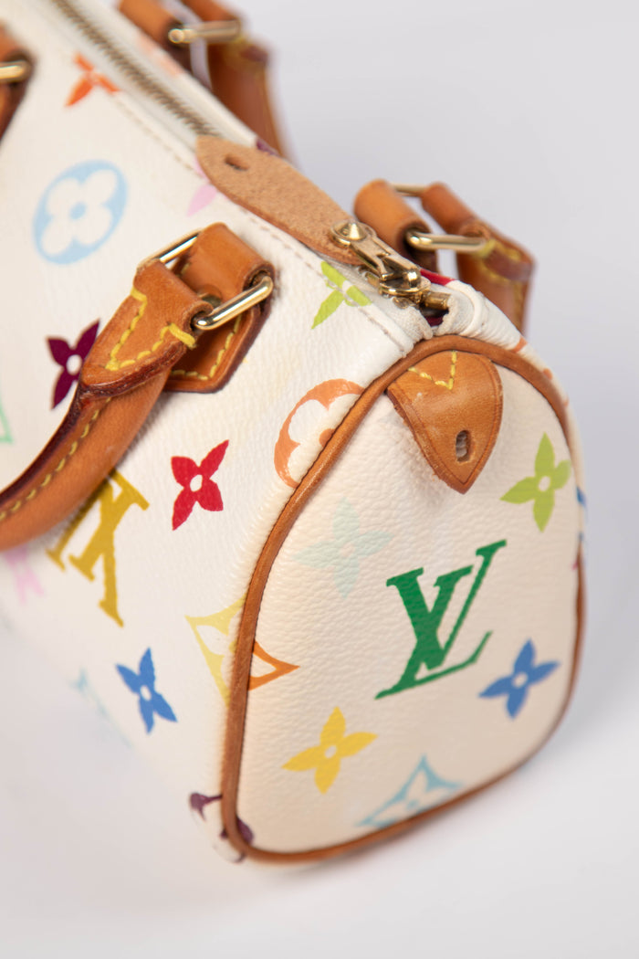 2000s Louis Vuitton x Takashi Murakami White Multicolour Nano Speedy
