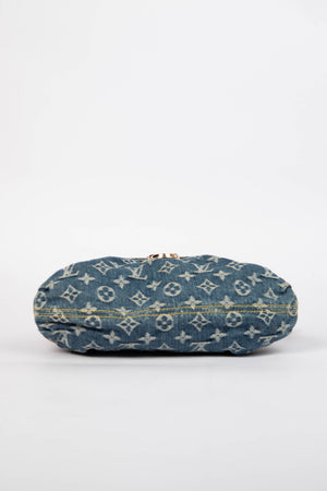 2000s Louis Vuitton Pleaty PM Blue Denim Shoulder Bag