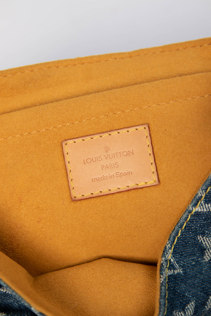 2000s Louis Vuitton Pleaty PM Blue Denim Shoulder Bag