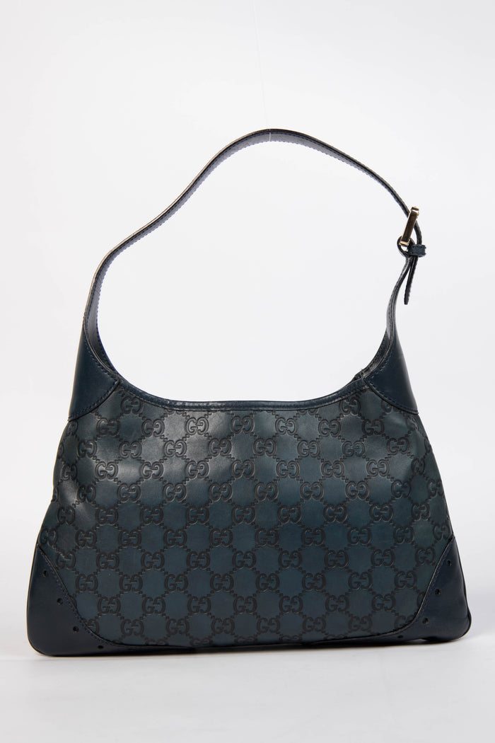 2000s Gucci Navy Guccissima Jackie Punch Hobo Bag