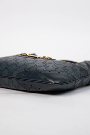 2000s Gucci Navy Guccissima Jackie Punch Hobo Bag