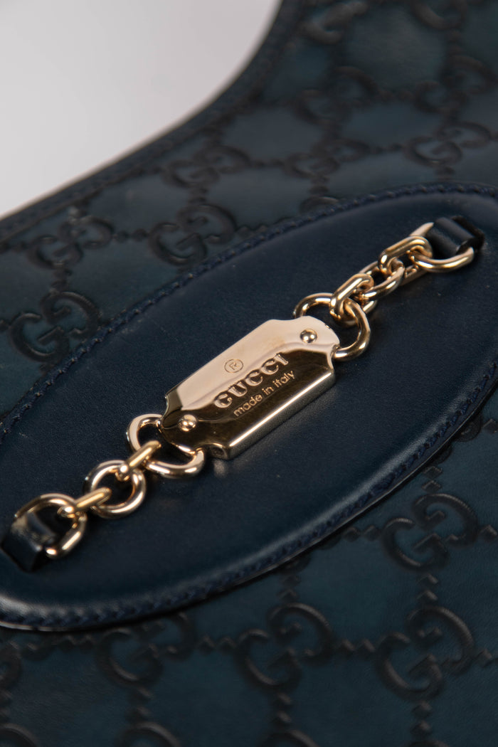2000s Gucci Navy Guccissima Jackie Punch Hobo Bag