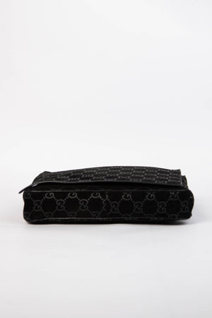90s Gucci Tom Ford Black Monogram Shoulder Bag with Pouch
