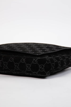 90s Gucci Tom Ford Black Monogram Shoulder Bag with Pouch