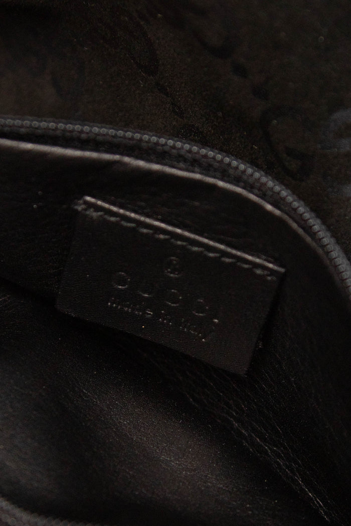 90s Gucci Tom Ford Black Monogram Shoulder Bag with Pouch