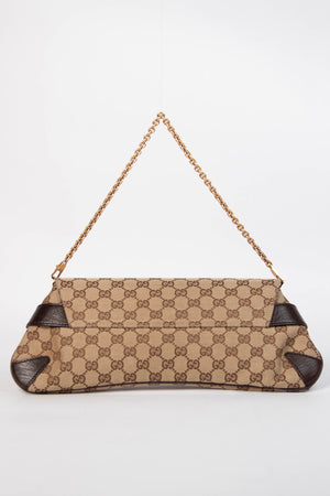 RARE Vintage Gucci GG Classic Monogram Large Horsebit Shoulder Bag