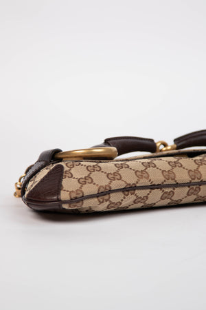 RARE Vintage Gucci GG Classic Monogram Large Horsebit Shoulder Bag