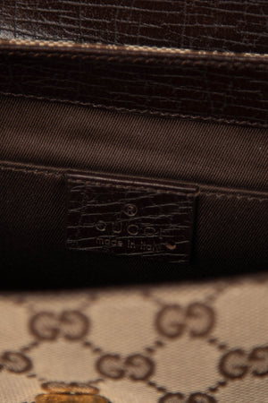 RARE Vintage Gucci GG Classic Monogram Large Horsebit Shoulder Bag