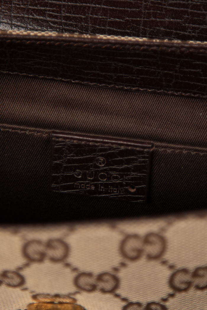 RARE Vintage Gucci GG Classic Monogram Large Horsebit Shoulder Bag