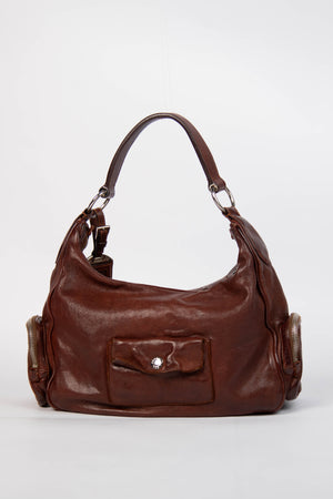Vintage Prada Brown Leather Multi-Pocket Shoulder Bag