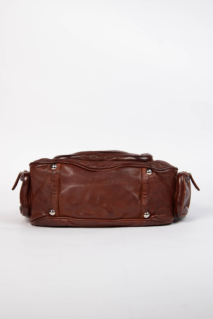 Vintage Prada Brown Leather Multi-Pocket Shoulder Bag