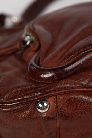 Vintage Prada Brown Leather Multi-Pocket Shoulder Bag