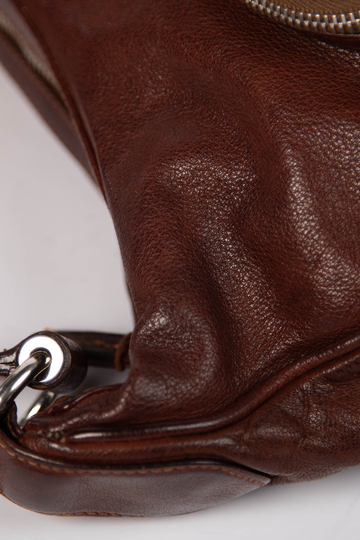 Vintage Prada Brown Leather Multi-Pocket Shoulder Bag