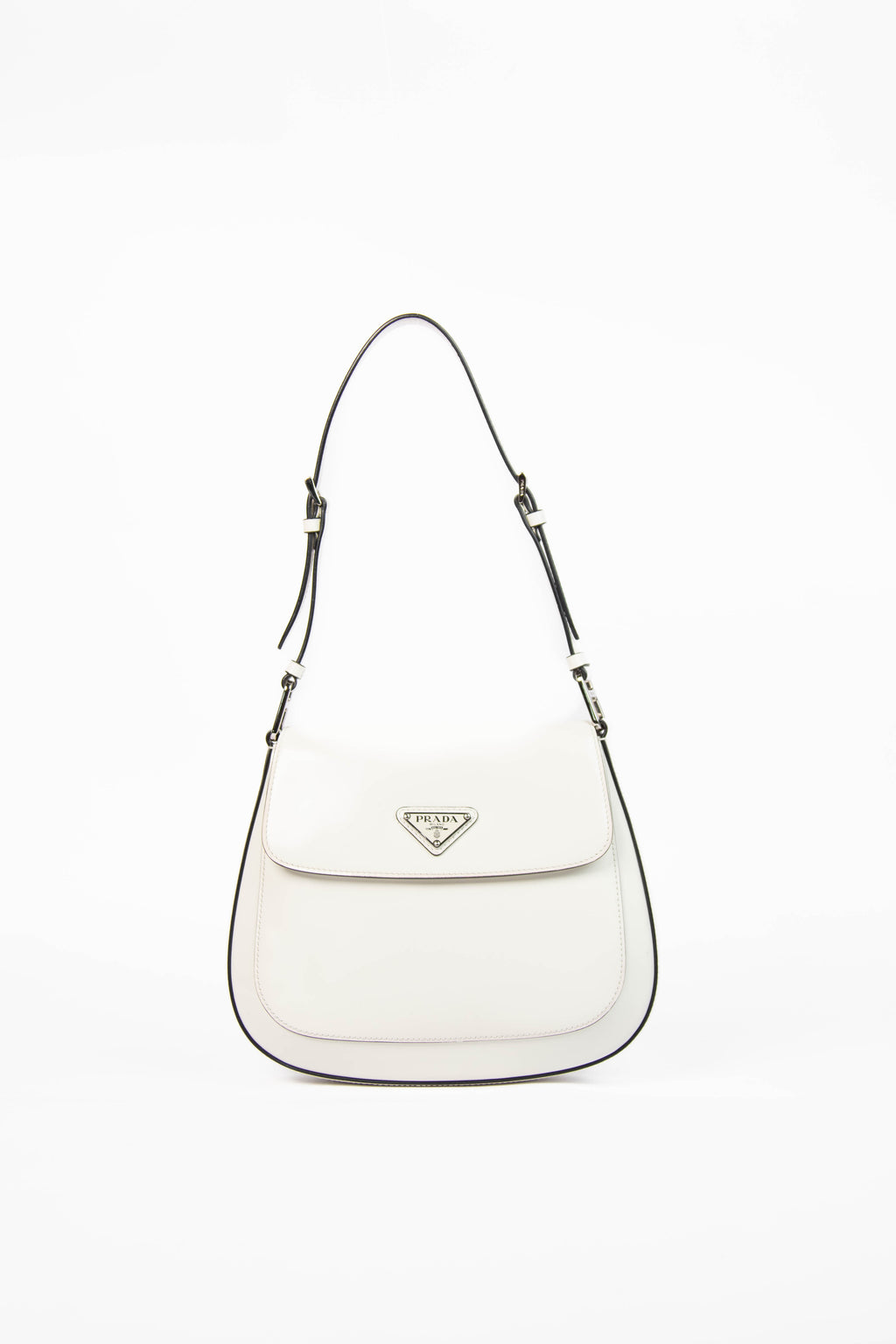 Prada White Leather Medium Cleo Shoulder Bag