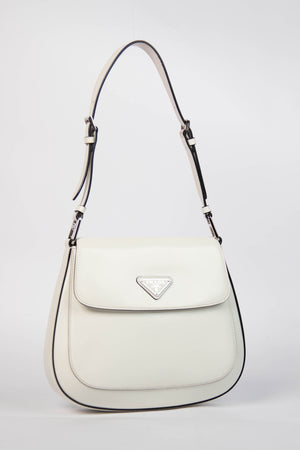 Prada White Leather Medium Cleo Shoulder Bag