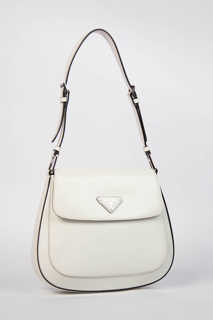 Prada White Leather Medium Cleo Shoulder Bag